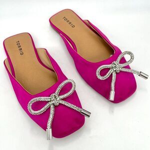 Torrid Magenta Pink Bow Slip On Mules - Size 8WW